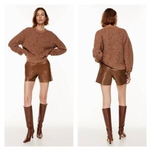 Aritzia Wilfred Nocturne High Rise Utility Vegan Leather Cognac Shorts Size 00